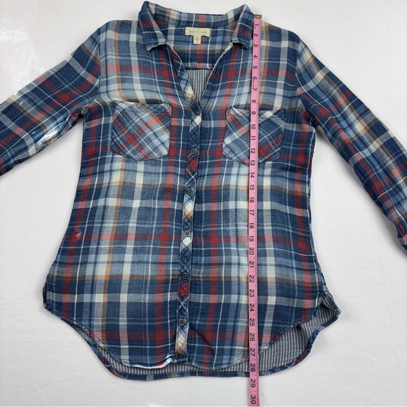 Anthropologie~ Cloth & Stone Women’s Small Soft Long Sleeve Plaid Button Up Top - Picture 7 of 12